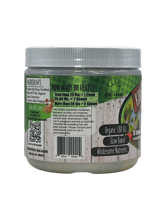 CBD Dog Chews - 25mg ea- 75pc - Apple Cinnamon - King Kalm Crunch
