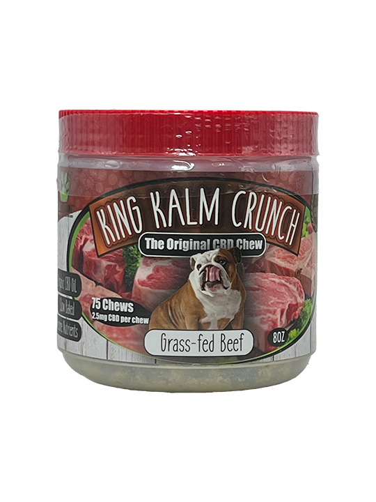 CBD Dog Chews - 25mg ea- 75pc - Grass-fed Beef - King Kalm Crunch