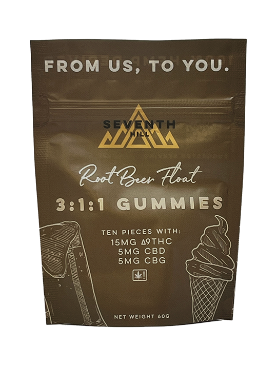 D9 / CBD / CBG Gummies - 25mg ea / 10pc - Root Beer Float